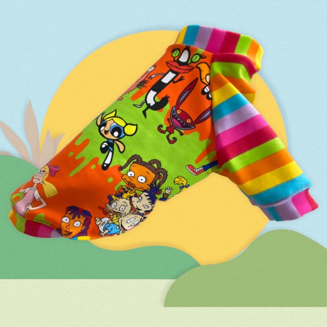90's NICKELODEON FAVS Themed Shirt for Small Dogs*Stretchy Shirt for Dogs*Vivid Colored Stretch Top for Small Dogs*Small Dog Clothing
