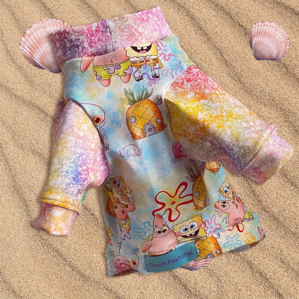 SPONGE BOB & PATRICK* Bikini Bottom Themed Dog Shirt*Small Dog Spring Shirt*Cotton Spandex Dog Clothes*Yorkie Clothes*Dog Clothing