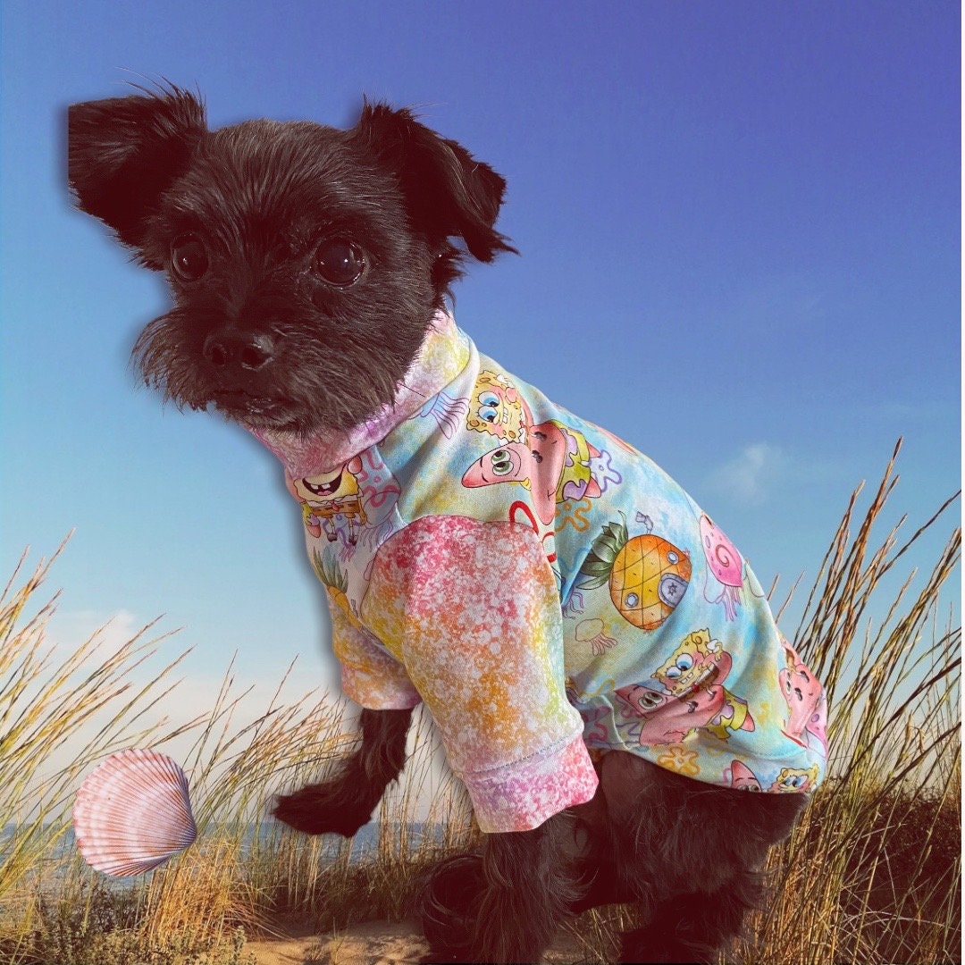 SPONGE BOB & PATRICK* Bikini Bottom Themed Dog Shirt*Small Dog Spring Shirt*Cotton Spandex Dog Clothes*Yorkie Clothes*Dog Clothing