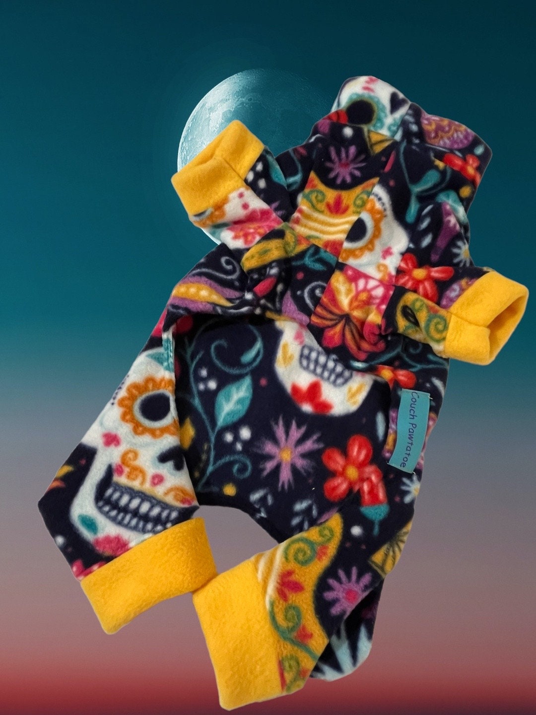 DAY of the DEAD FLEECE Jammies for Small Dogs, Handmade Pet Apparel