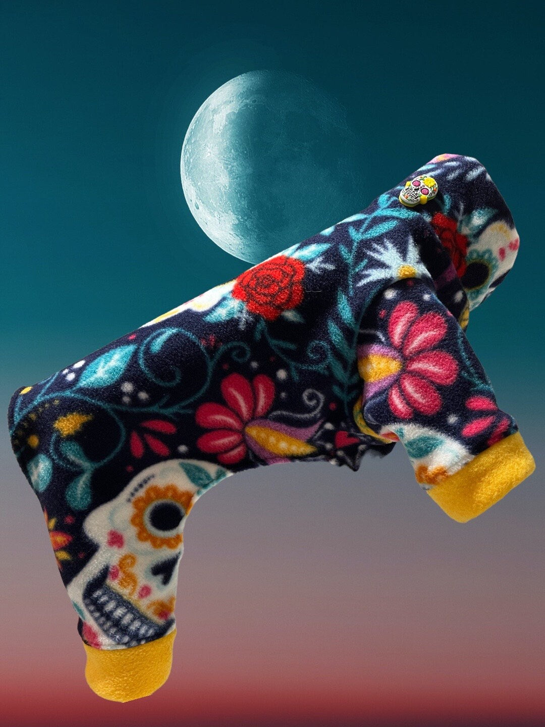 DAY of the DEAD FLEECE Jammies for Small Dogs, Handmade Pet Apparel