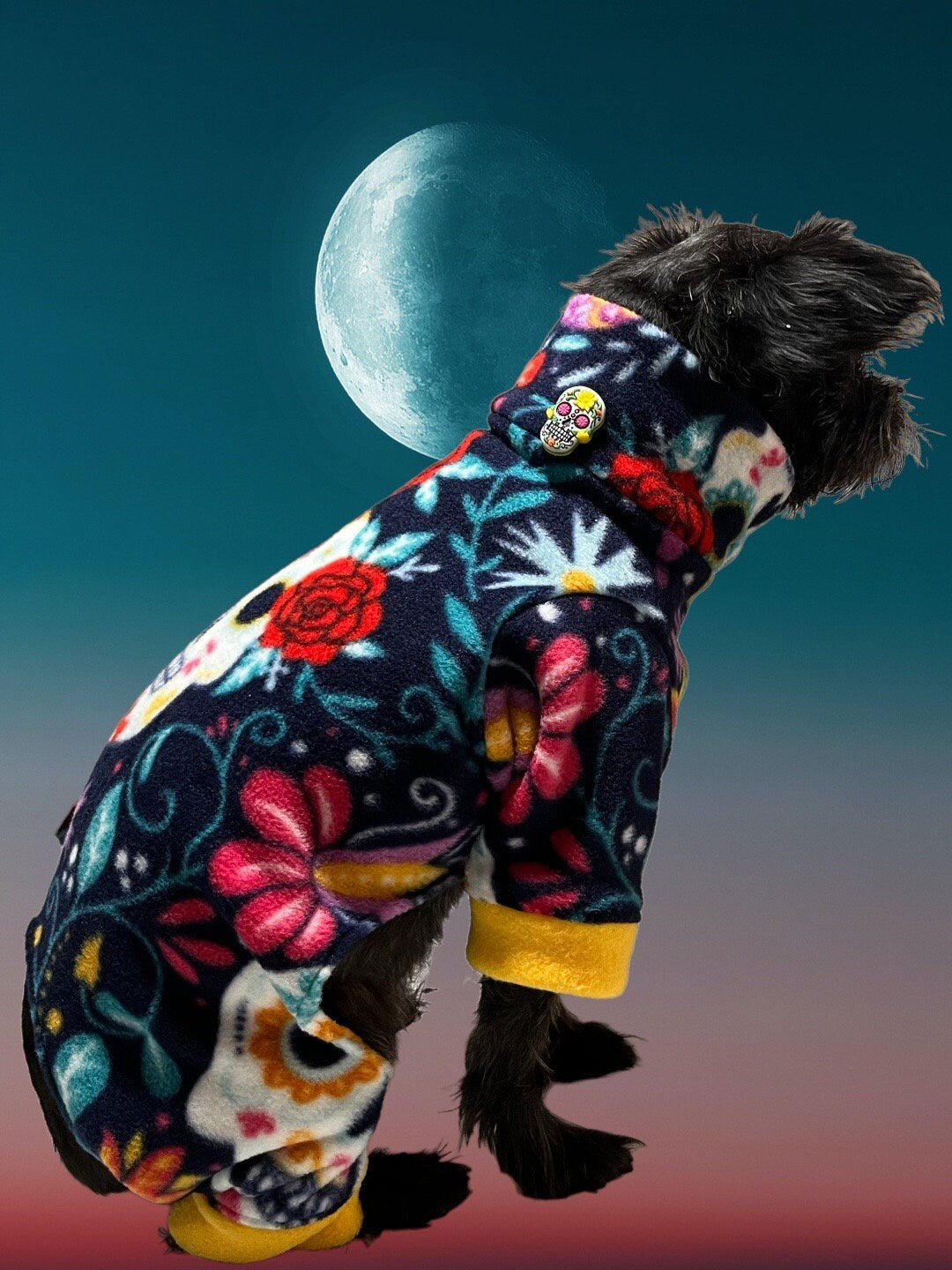 DAY of the DEAD FLEECE Jammies for Small Dogs, Handmade Pet Apparel