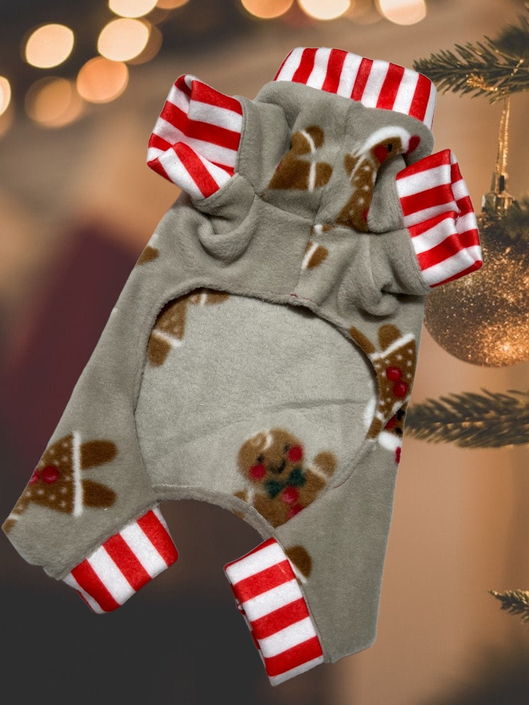 GINGERBREAD KIDS FLEECE Dog Jammies - Holiday Onesie for Small Pets