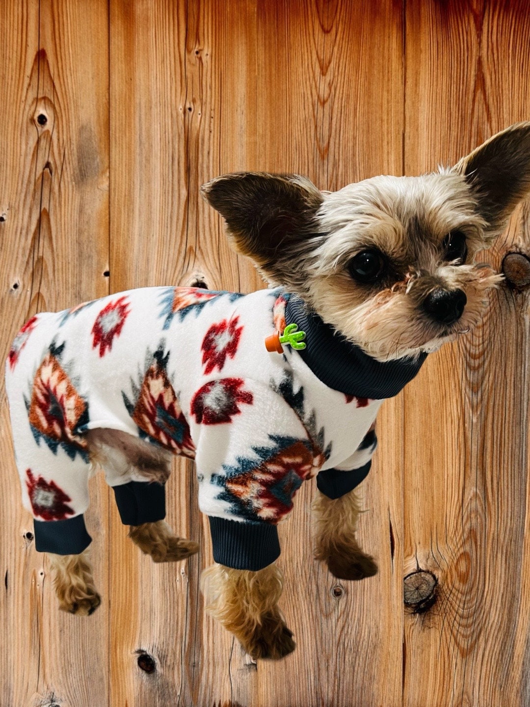 NATIVE AMERICAN FLEECE Dog Jammies, Handmade Clothing for Small Pets