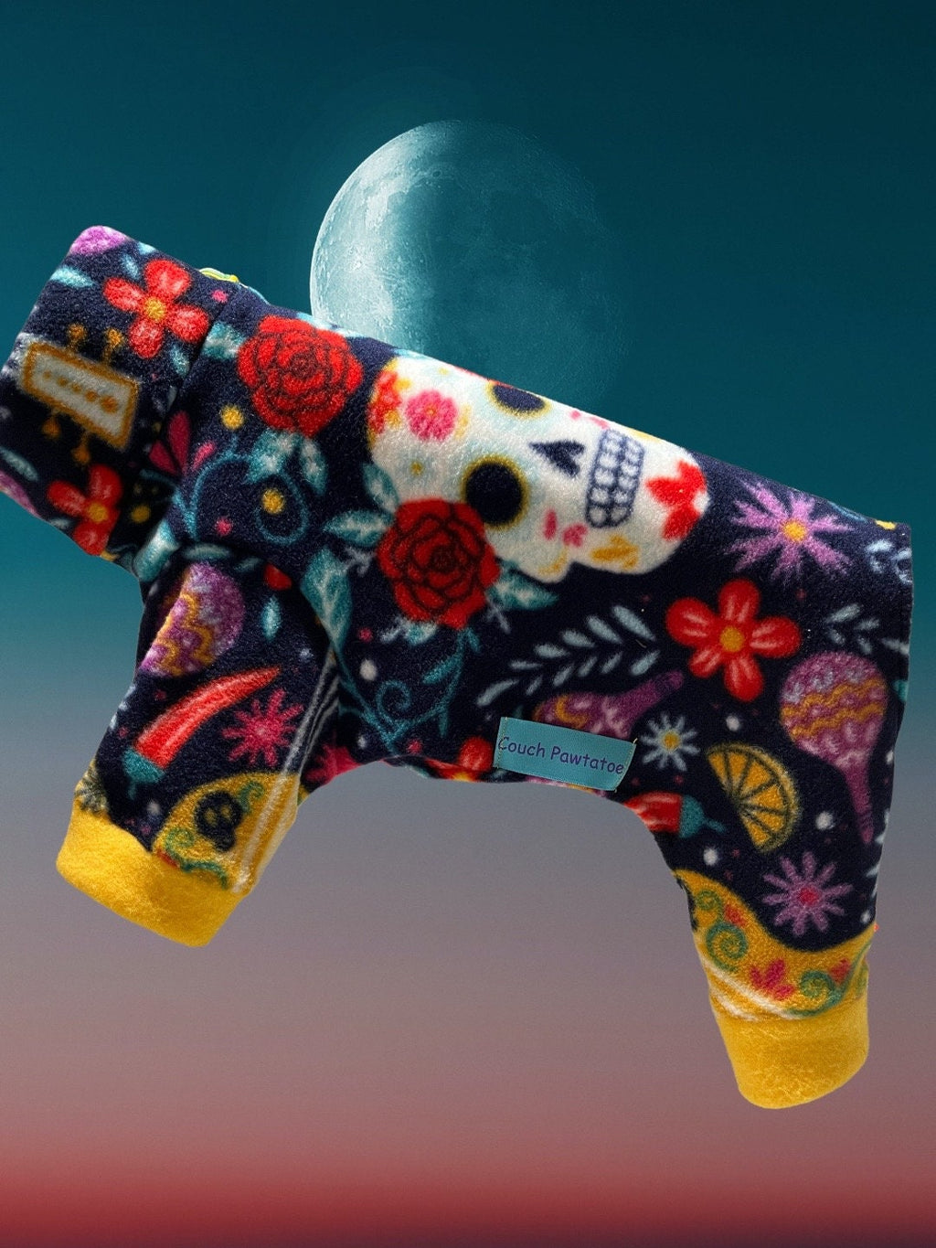 DAY of the DEAD FLEECE Jammies for Small Dogs, Handmade Pet Apparel