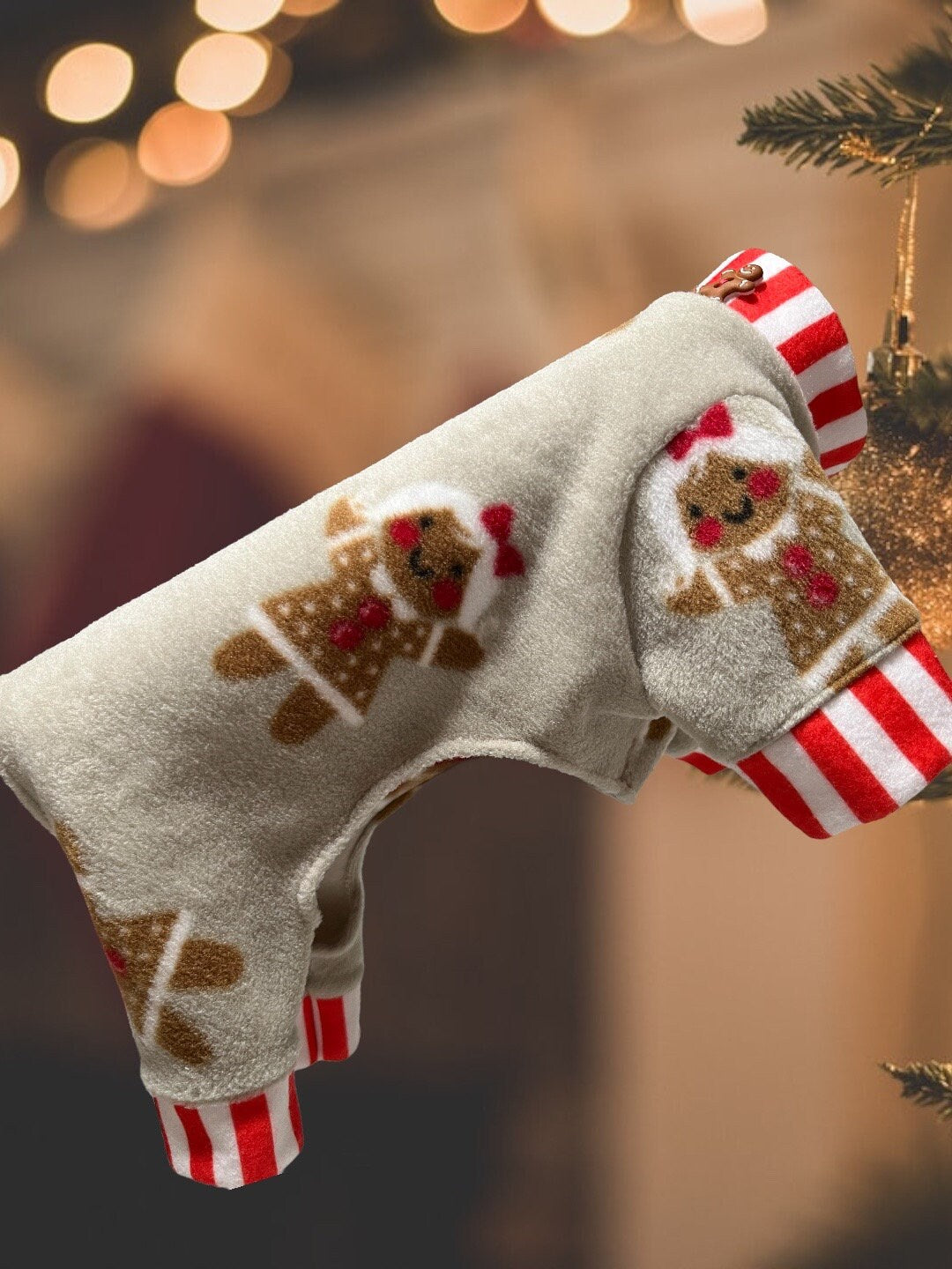 GINGERBREAD KIDS FLEECE Dog Jammies - Holiday Onesie for Small Pets