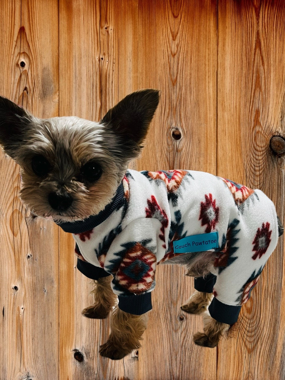 NATIVE AMERICAN FLEECE Dog Jammies, Handmade Clothing for Small Pets
