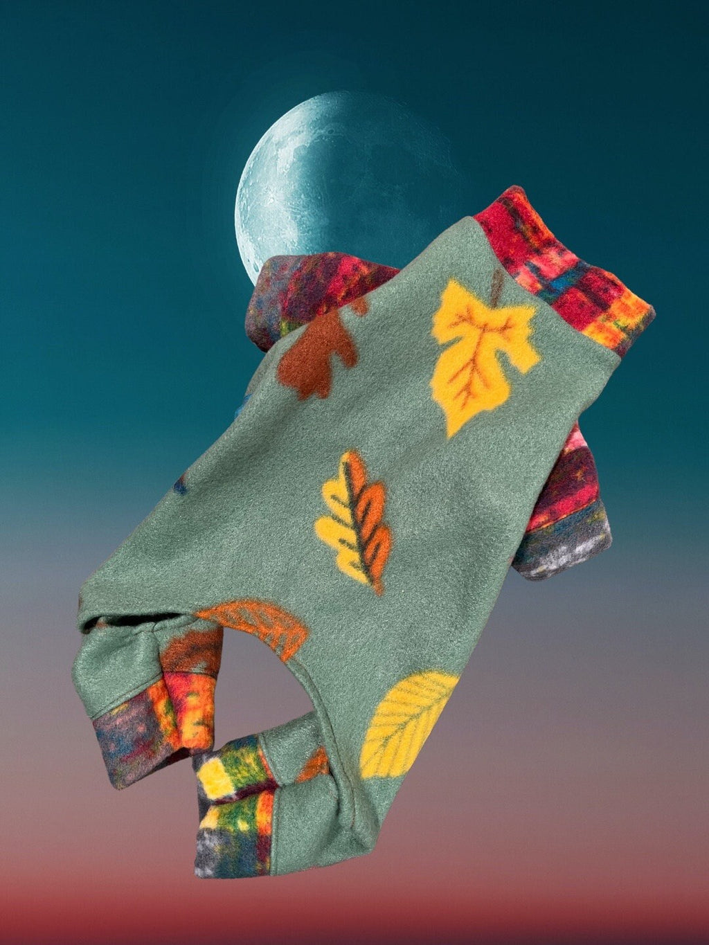 FALLING LEAVES FLEECE Dog Jammies, Warm Winter Onesie
