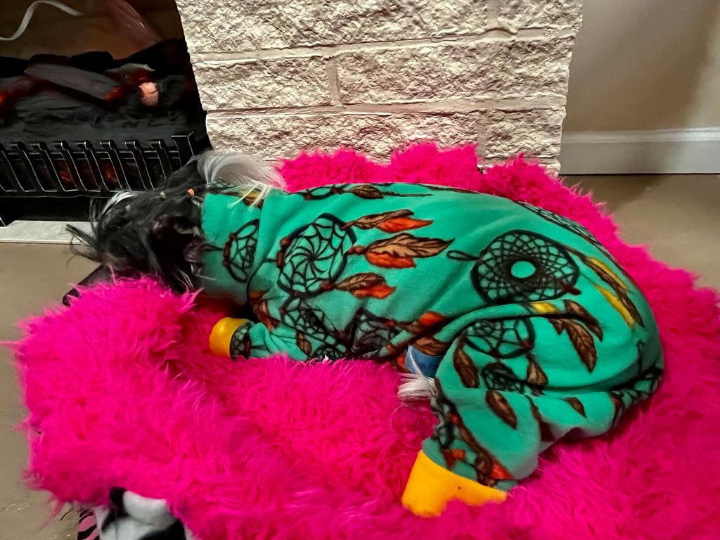 DREAM CATCHER FLEECE Dog Pajamas, Warm Winter Onesie for Small Pets