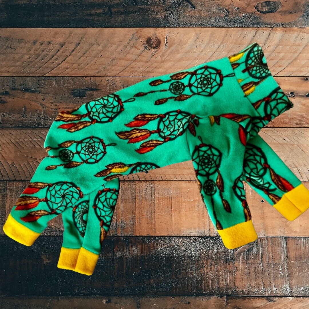 DREAM CATCHER FLEECE Dog Pajamas, Warm Winter Onesie for Small Pets