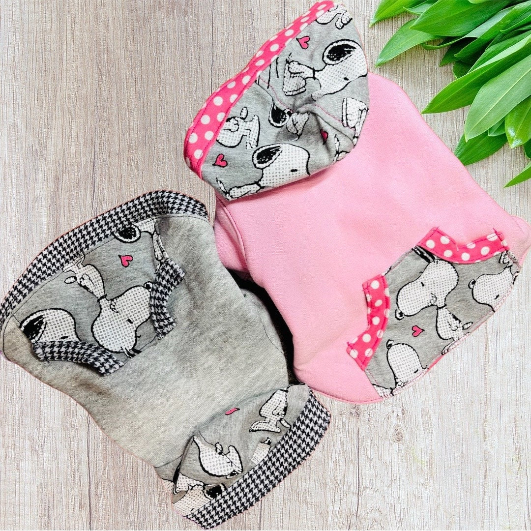CUTE BEAGLE HOODIE for Small Dogs*Pink or Gray Small Dog Clothes*Yorkie Hoodie*XXsmall Dog Hoodie*Handmade Dog Hoodie*
