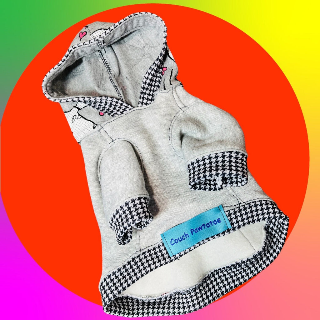 CUTE BEAGLE HOODIE for Small Dogs*Pink or Gray Small Dog Clothes*Yorkie Hoodie*XXsmall Dog Hoodie*Handmade Dog Hoodie*