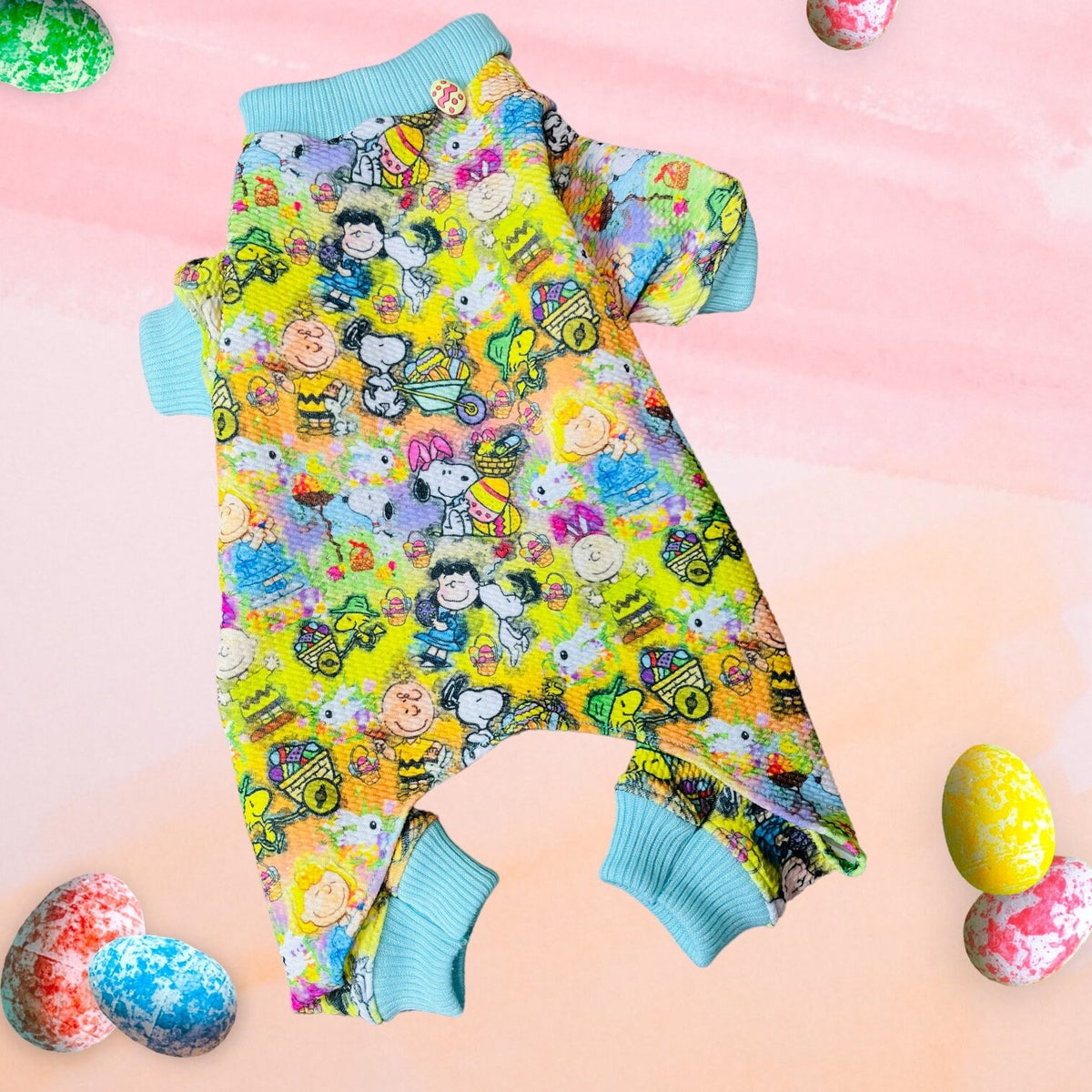 PEANUTS GANG For EASTER Dog Onesie, Handmade Pet Jammies