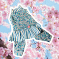 FRENCH BLUE FLORAL Romper for Small Pets: Handmade Dog Clothing