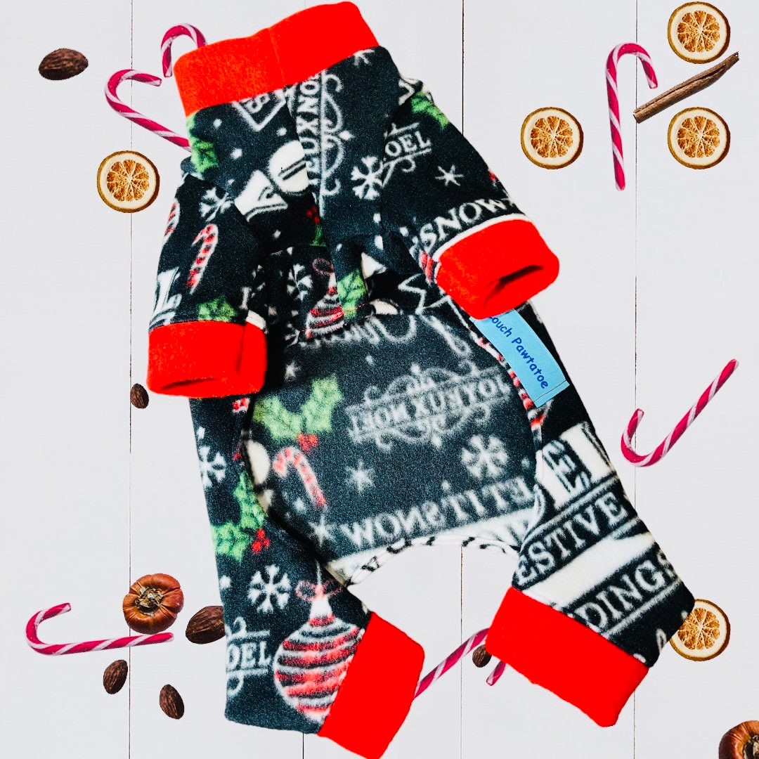 FESTIVE FLEECE ONESIE for Small Pets, Warm Christmas Jammies