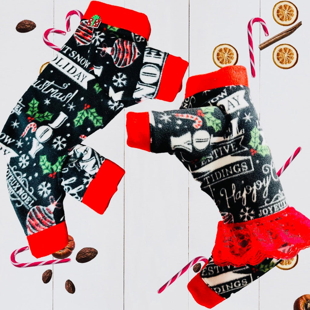 FESTIVE FLEECE ONESIE for Small Pets, Warm Christmas Jammies
