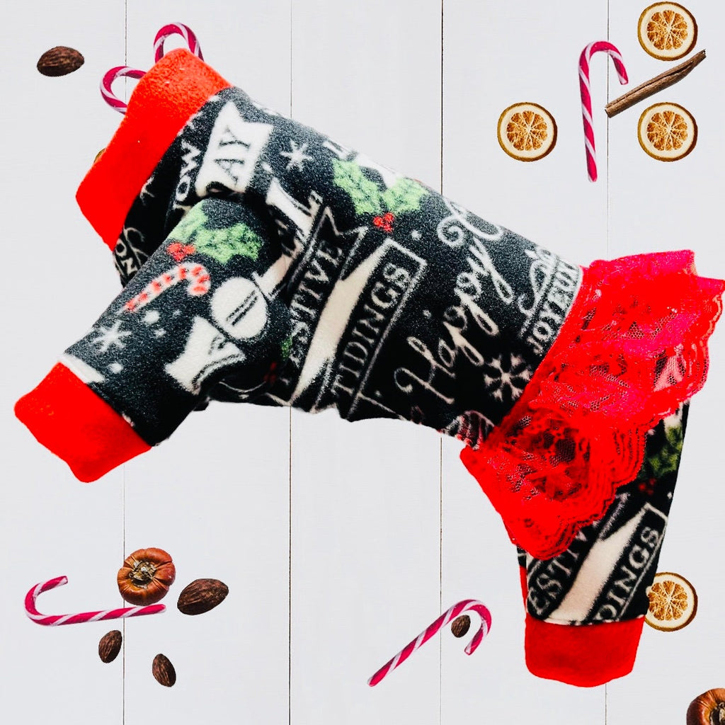 FESTIVE FLEECE ONESIE for Small Pets, Warm Christmas Jammies