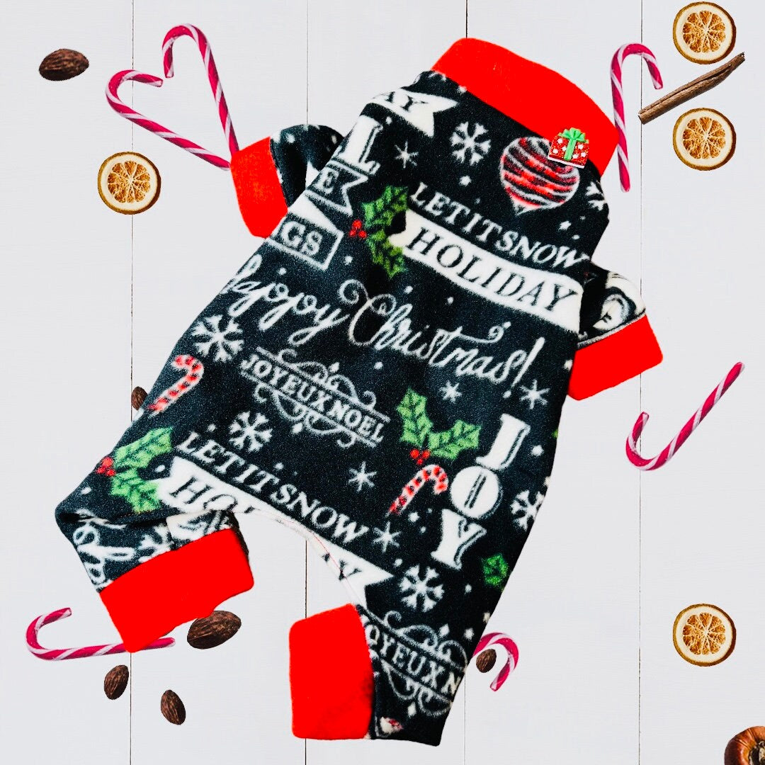 FESTIVE FLEECE ONESIE for Small Pets, Warm Christmas Jammies