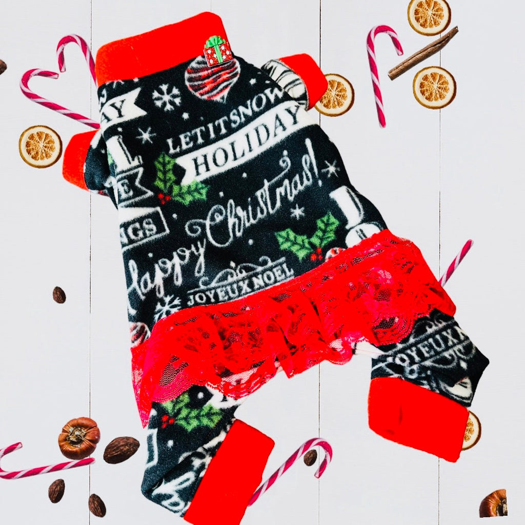 FESTIVE FLEECE ONESIE for Small Pets, Warm Christmas Jammies