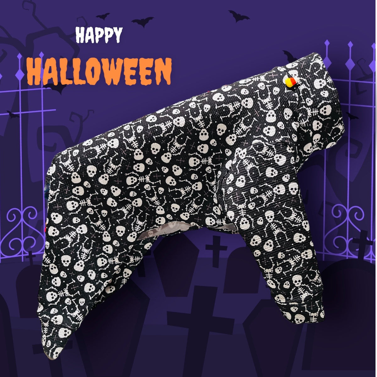 BONE YARD SKELETONS Waffle Knit Pet Jammies: Handmade Halloween Dog Onesie