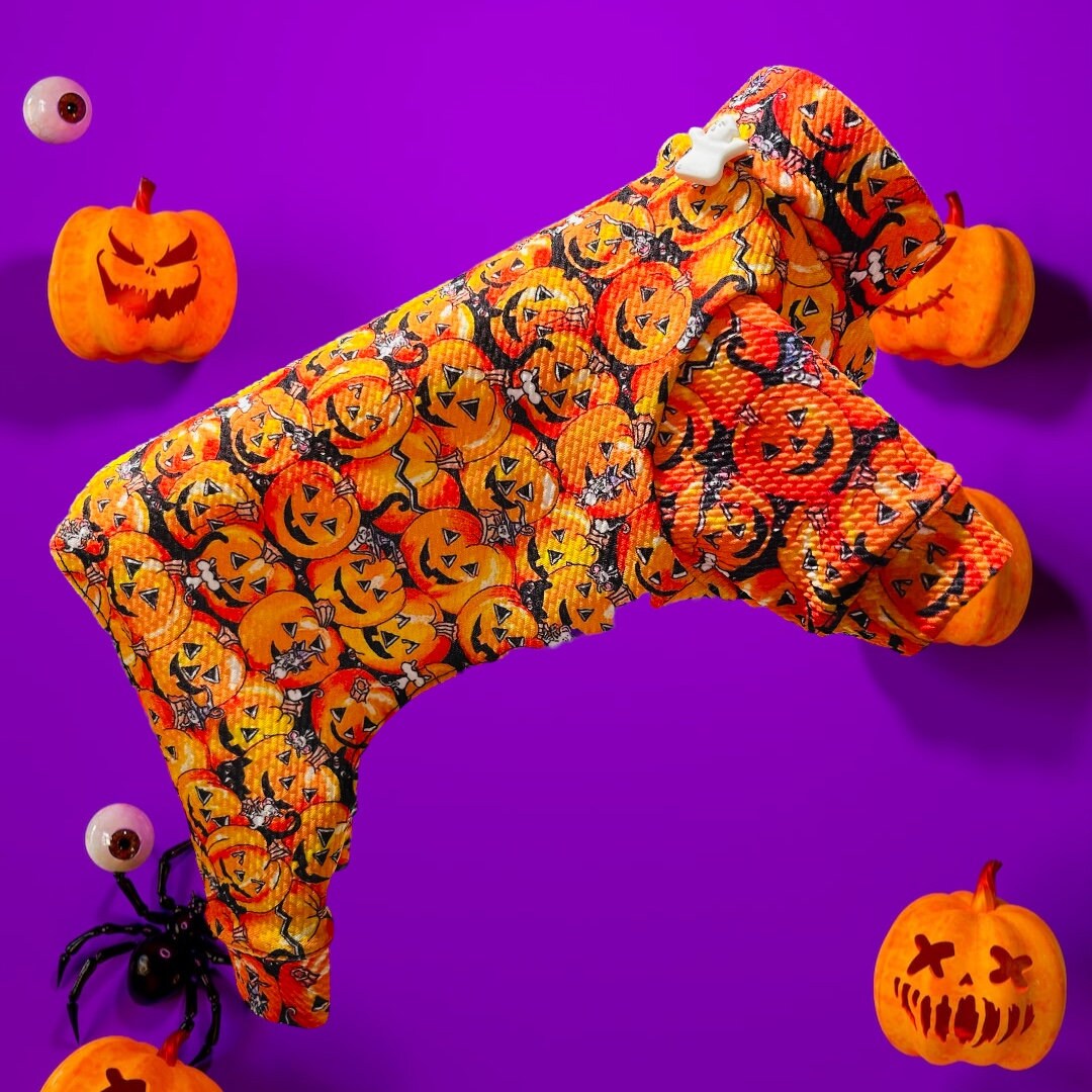 PUMPKIN PATCH Waffle Knit Dog Jammies: Handmade Lightweight Onesie