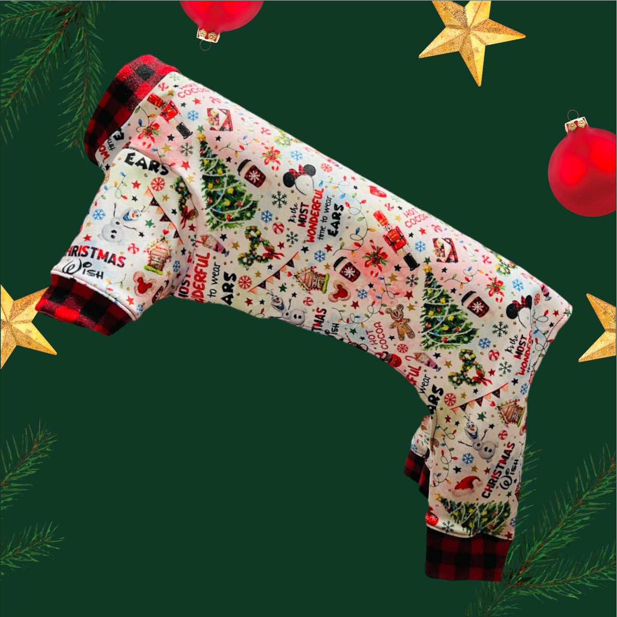 CHRISTMAS WISH JAMMIES for Small Dogs, Festive Holiday Pet Onesie