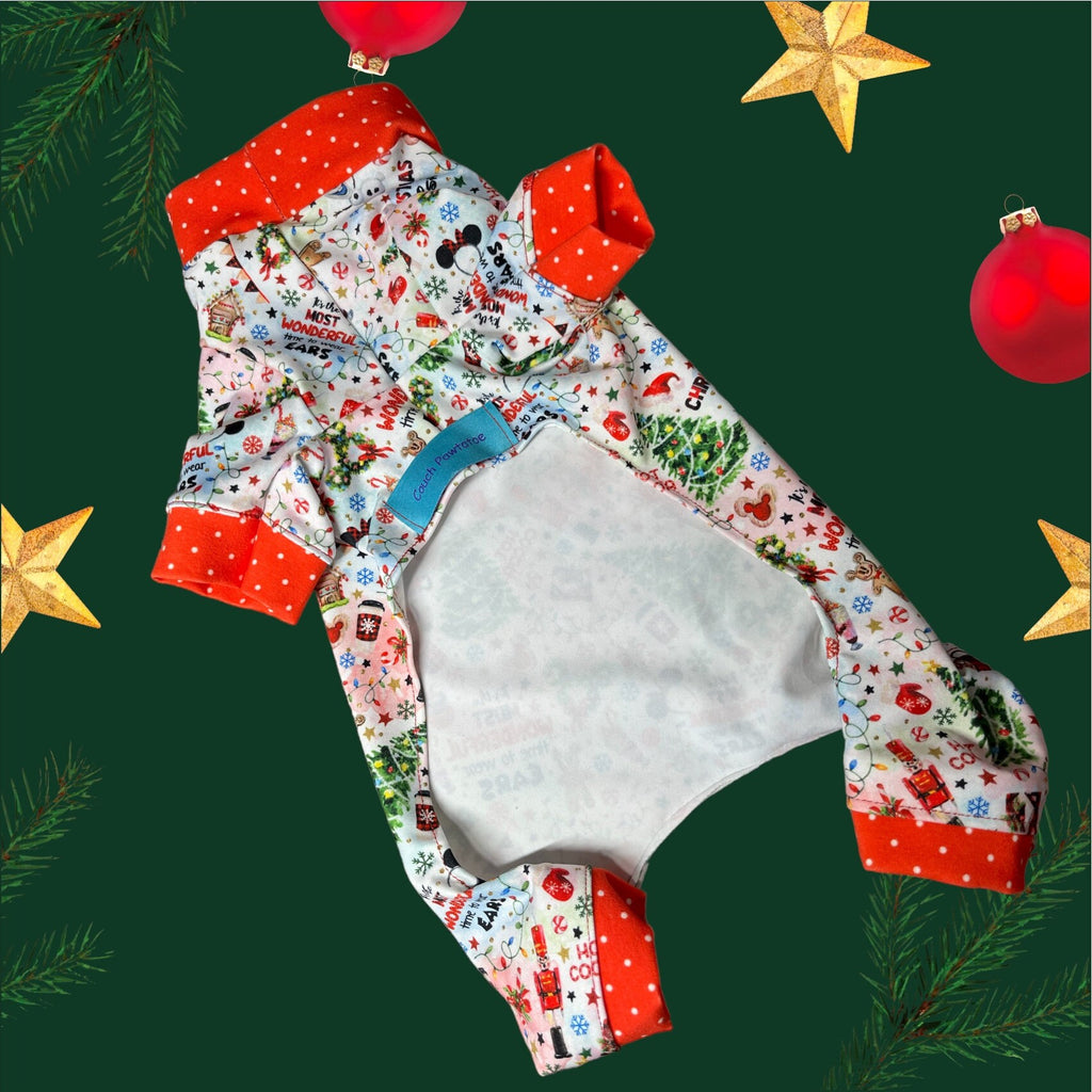 MOST WONDERFUL CHRISTMAS Dog Onesie, Handmade Pet Jammies