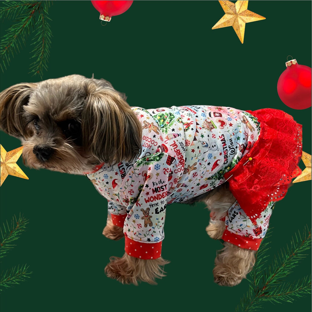 MOST WONDERFUL CHRISTMAS Dog Onesie, Handmade Pet Jammies