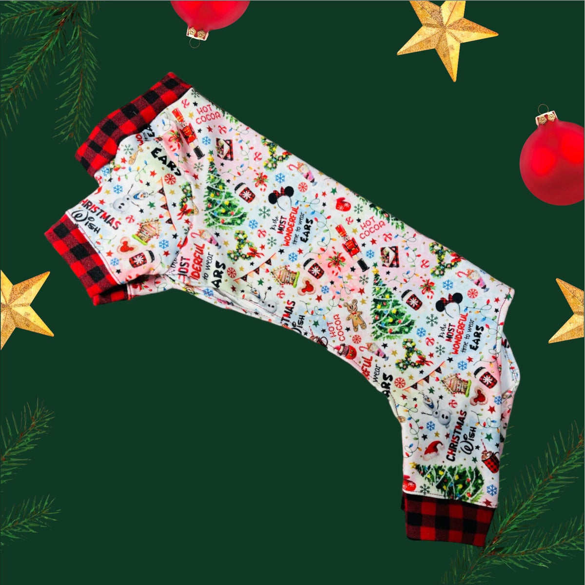 CHRISTMAS WISH JAMMIES for Small Dogs, Festive Holiday Pet Onesie