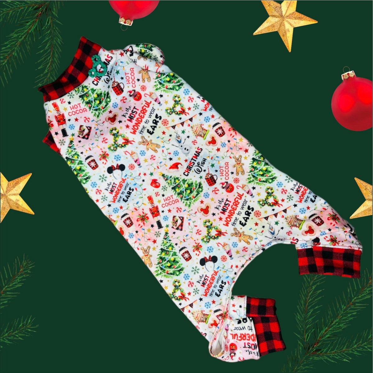 CHRISTMAS WISH JAMMIES for Small Dogs, Festive Holiday Pet Onesie