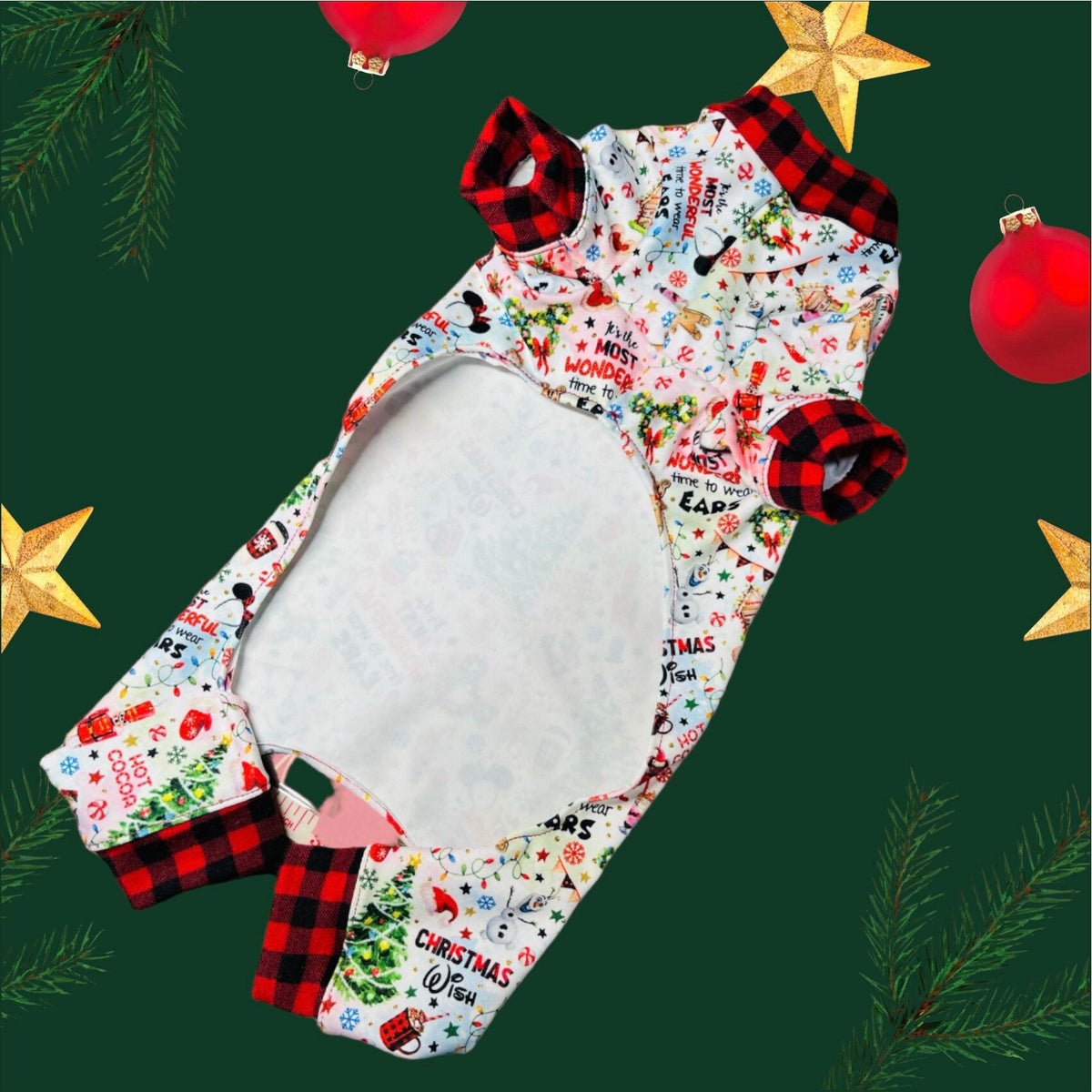 CHRISTMAS WISH JAMMIES for Small Dogs, Festive Holiday Pet Onesie
