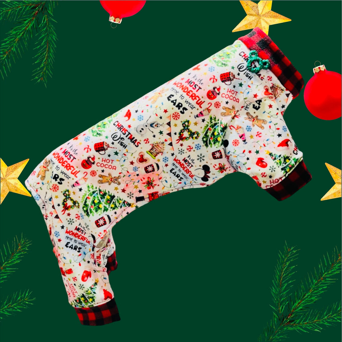 CHRISTMAS WISH JAMMIES for Small Dogs, Festive Holiday Pet Onesie