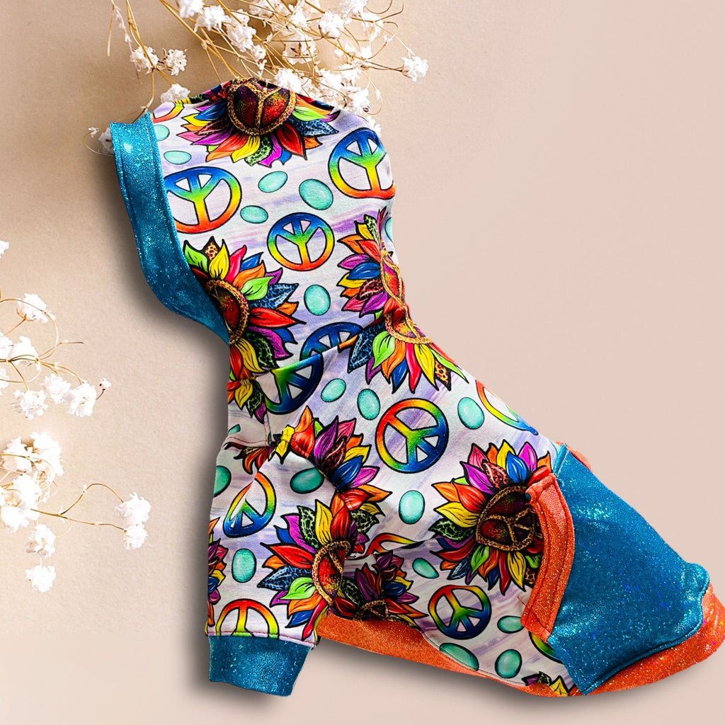 RAINBOW PEACE SIGN Hoodie for Small Pets, Handmade Dog Clothing