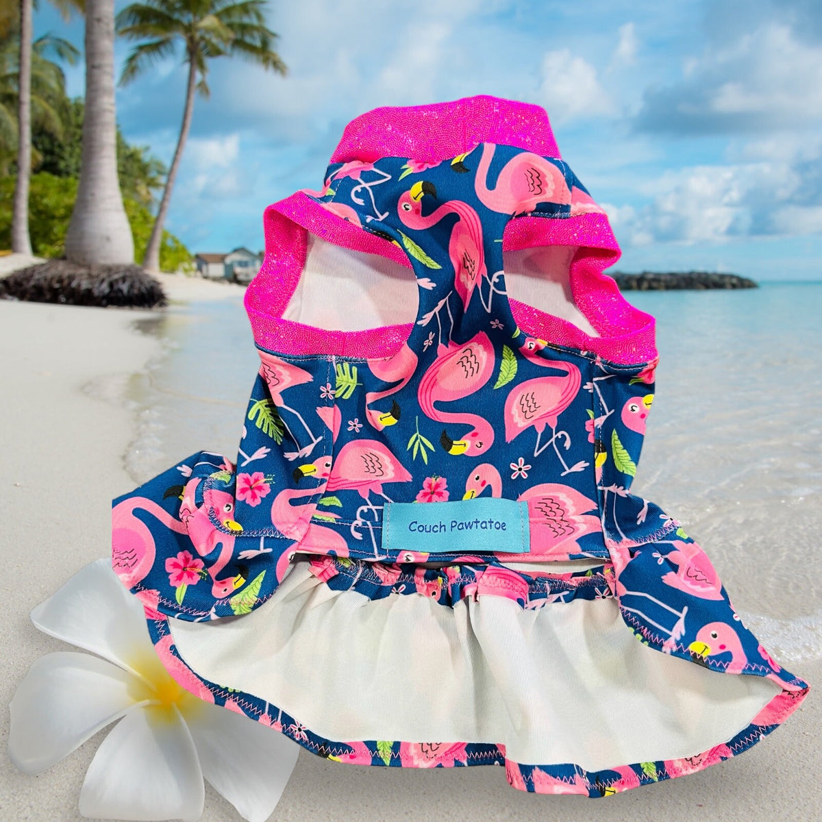 PINK FLAMINGO DRESS for Small Dogs: Handmade Pet Apparel