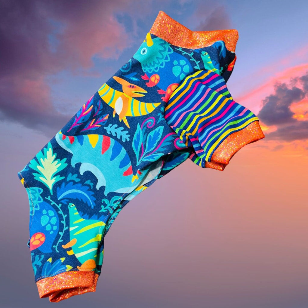 DINO DOG JAMMIES for Small Dogs, Handmade Pet Clothing
