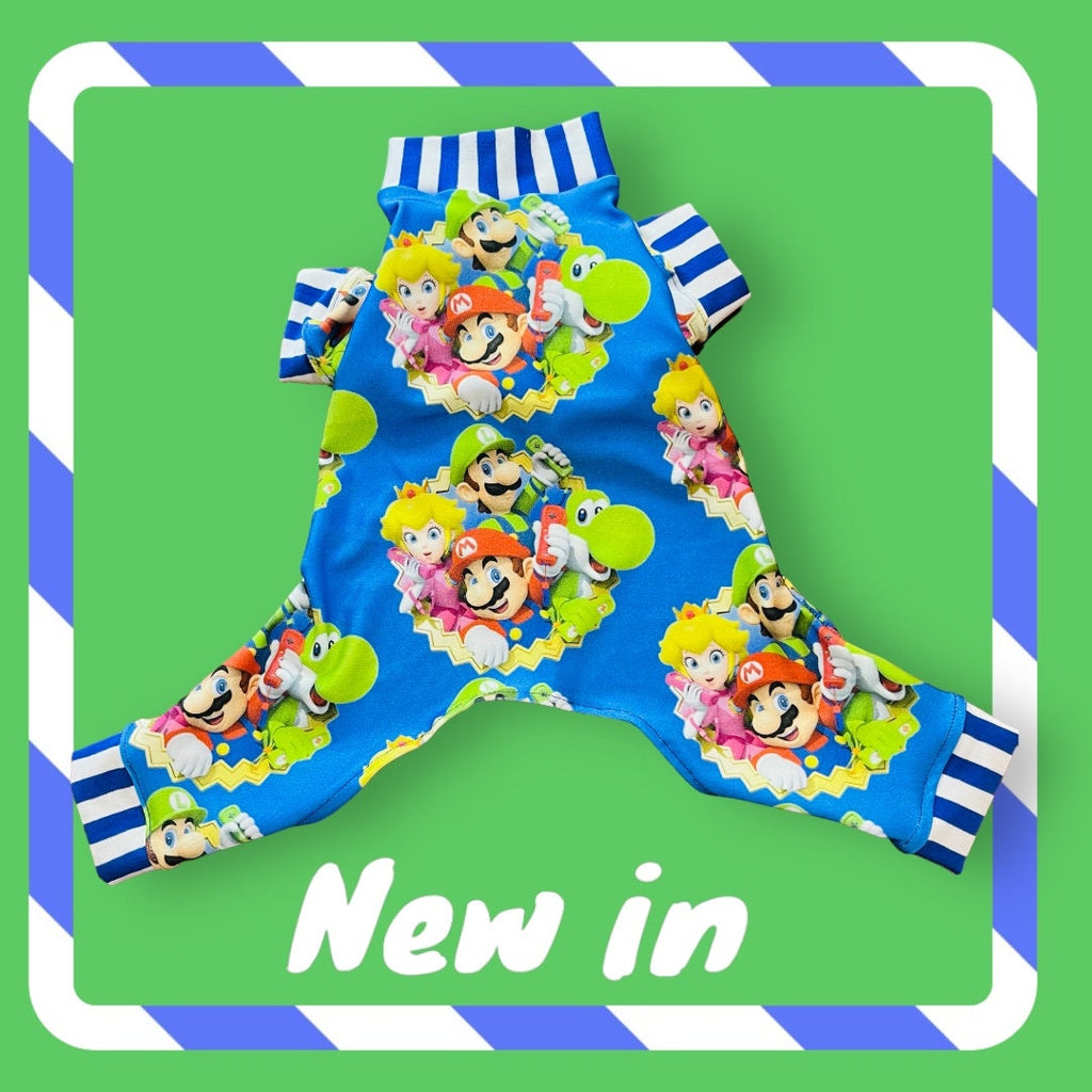 MARIO & FRIENDS ONESIE for Small Dogs, Handmade Lightweight Pet Jammies
