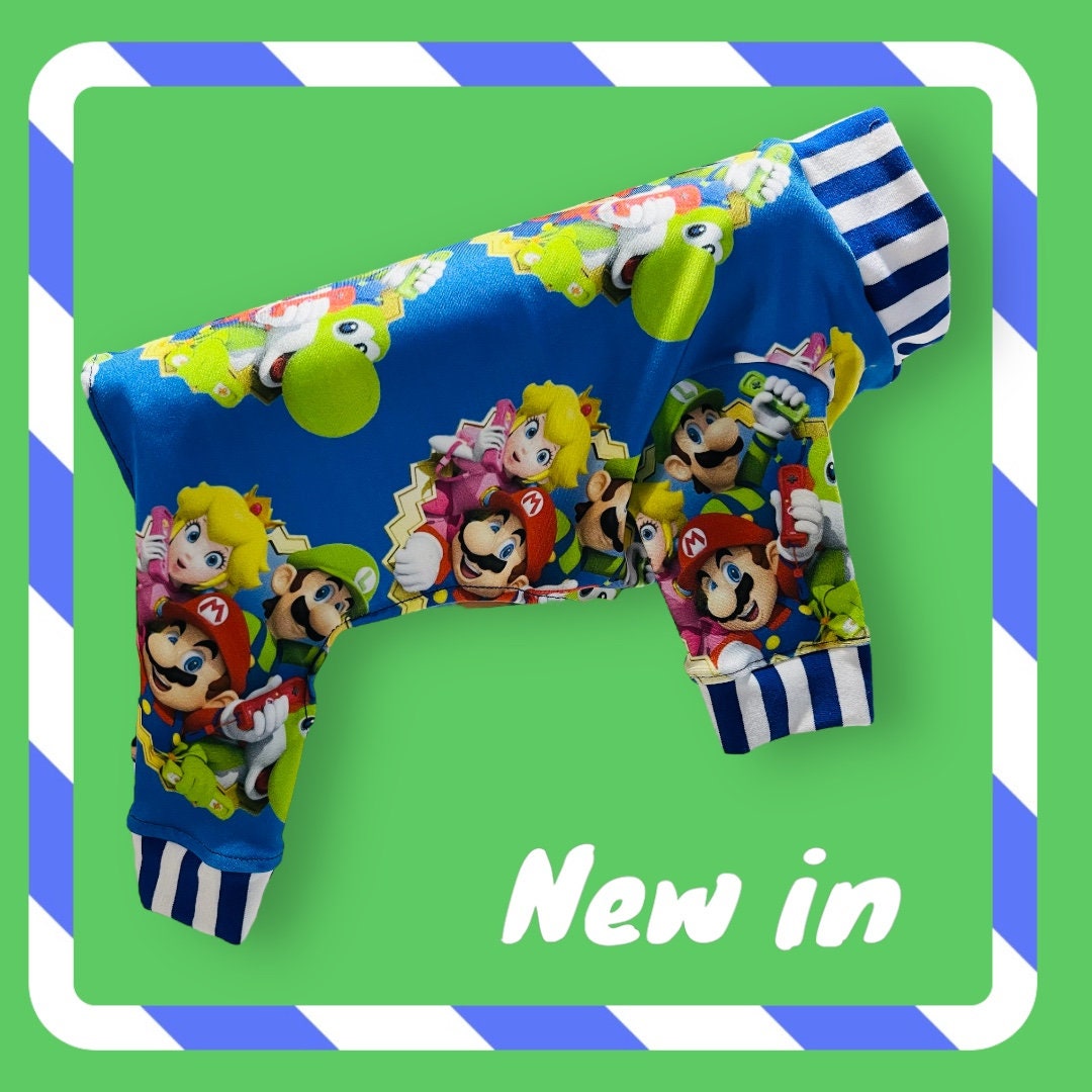 MARIO & FRIENDS ONESIE for Small Dogs, Handmade Lightweight Pet Jammies