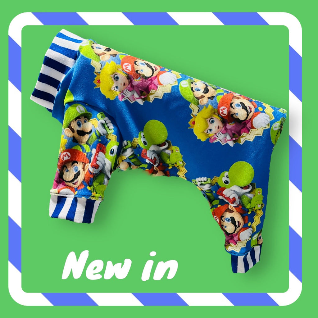 MARIO & FRIENDS ONESIE for Small Dogs, Handmade Lightweight Pet Jammies