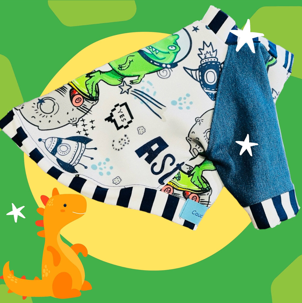 OUTER SKATE DINO Shirt for Small Pets, Handmade Pet Clothing