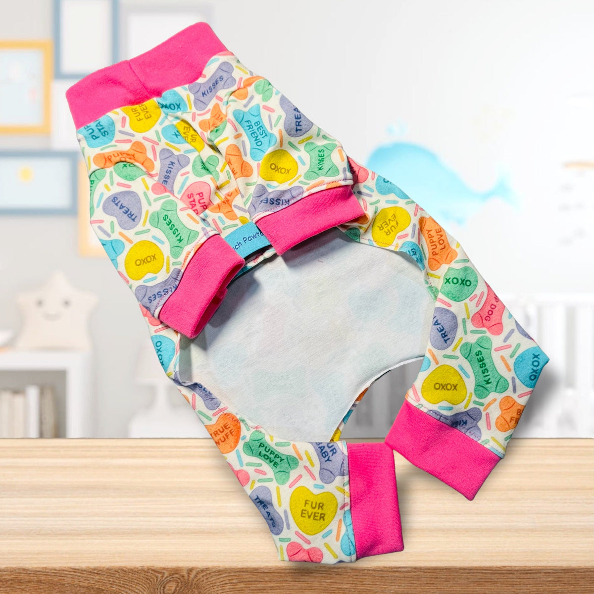 HEARTS & BONES Dog Jammies,  Lightweight Stretch Onesie for Small Pets