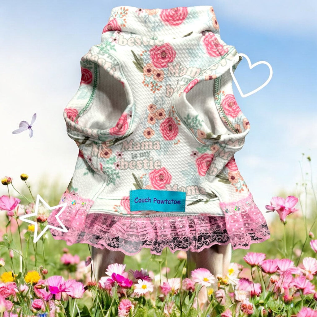 MAMA is MY BESTIE Dog Shirt, Handmade Frilly Pet Clothing