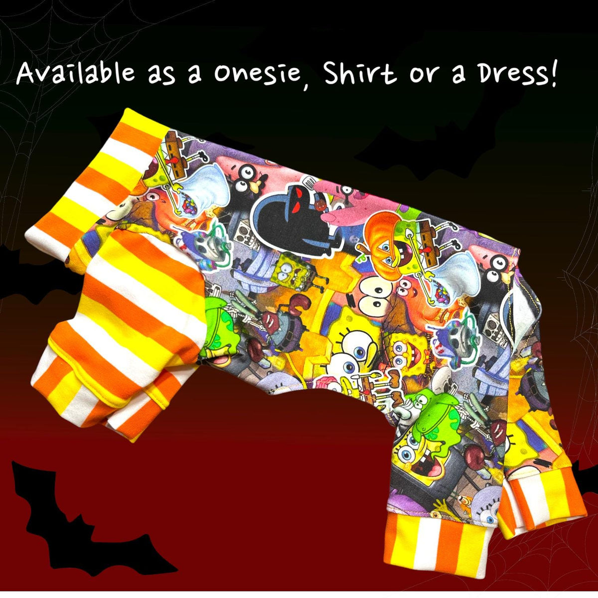 HALLOWEEN SPONGE BOB Dog Clothing, Available as Shirt, Onesie or Dress
