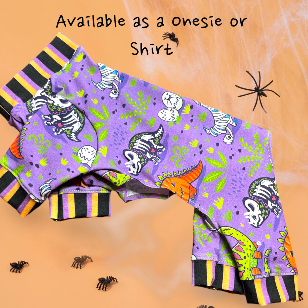 TRICK OR TREATASAURUS Onesie For Small Pets, Handmade - Available as a Shirt or Jammies