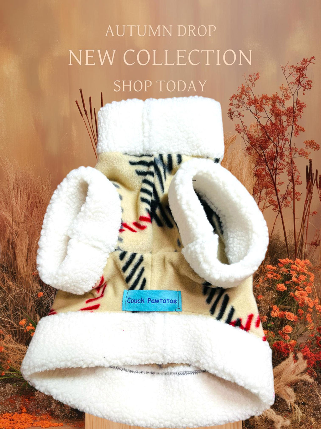SHERPA TRIM COAT for Small Pets: Handmade Warm Winter Dog Clothing