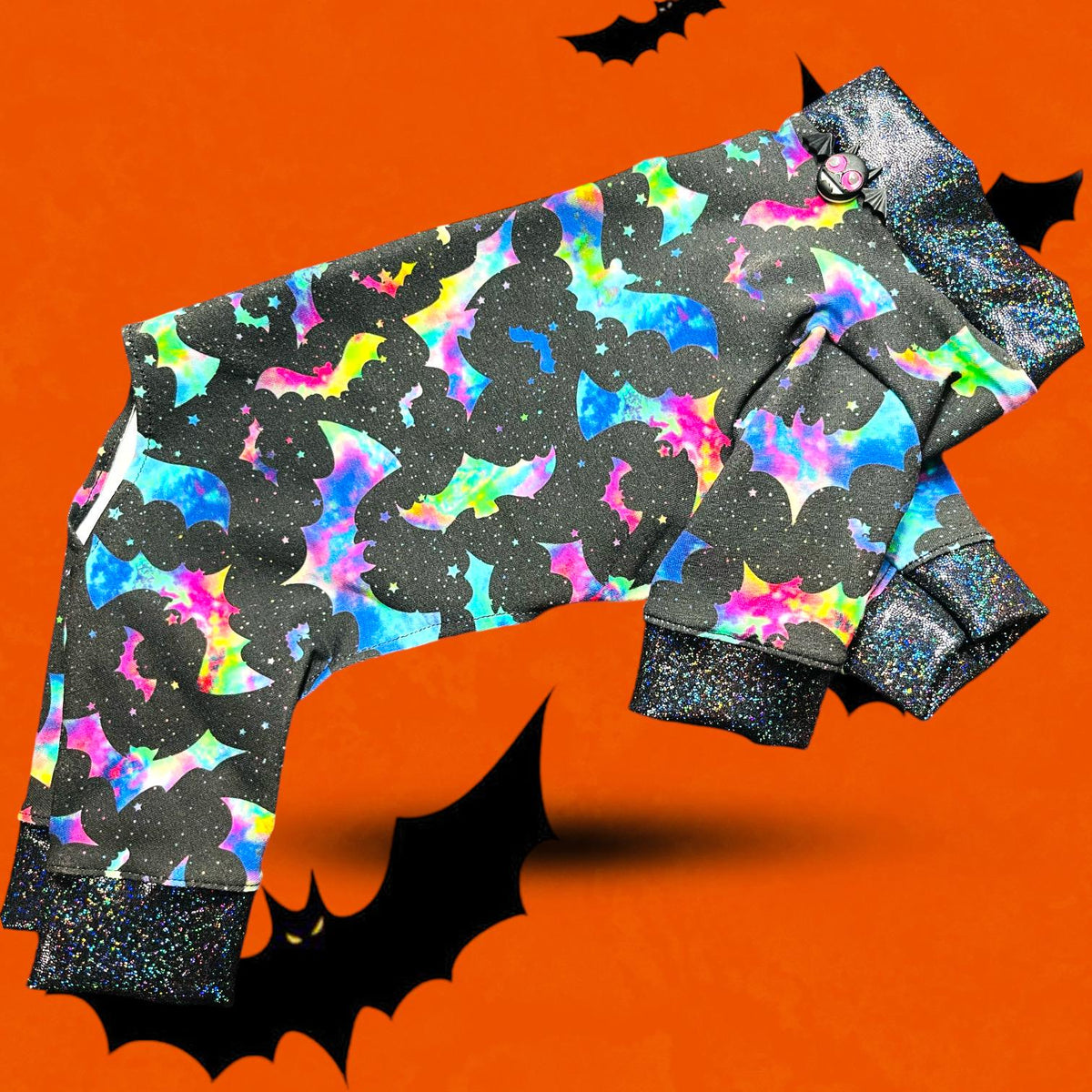 KALEIDOSCOPE BAT JAMMIES for Small Dogs, Halloween Pet Onesie