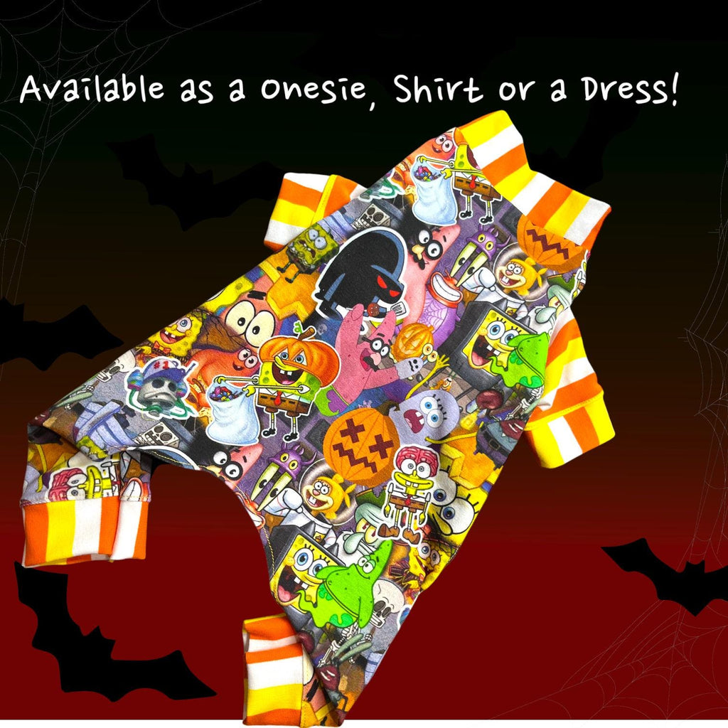 HALLOWEEN SPONGE BOB Dog Clothing, Available as Shirt, Onesie or Dress