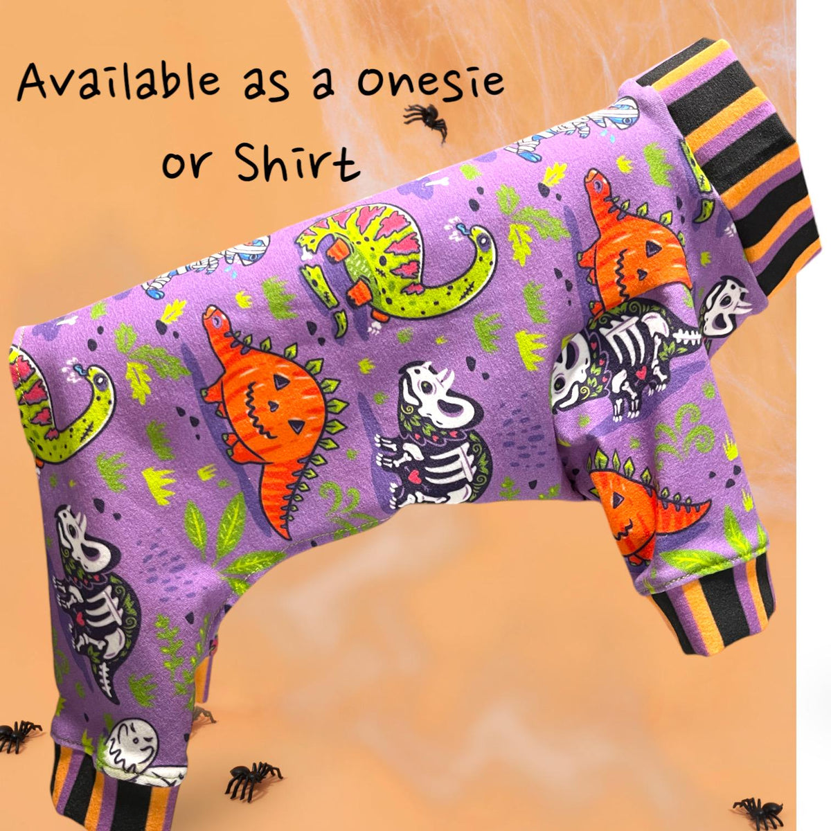 TRICK OR TREATASAURUS Onesie For Small Pets, Handmade - Available as a Shirt or Jammies