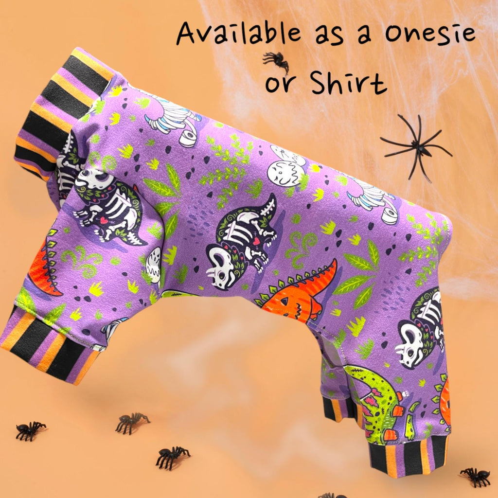 TRICK OR TREATASAURUS Onesie For Small Pets, Handmade - Available as a Shirt or Jammies