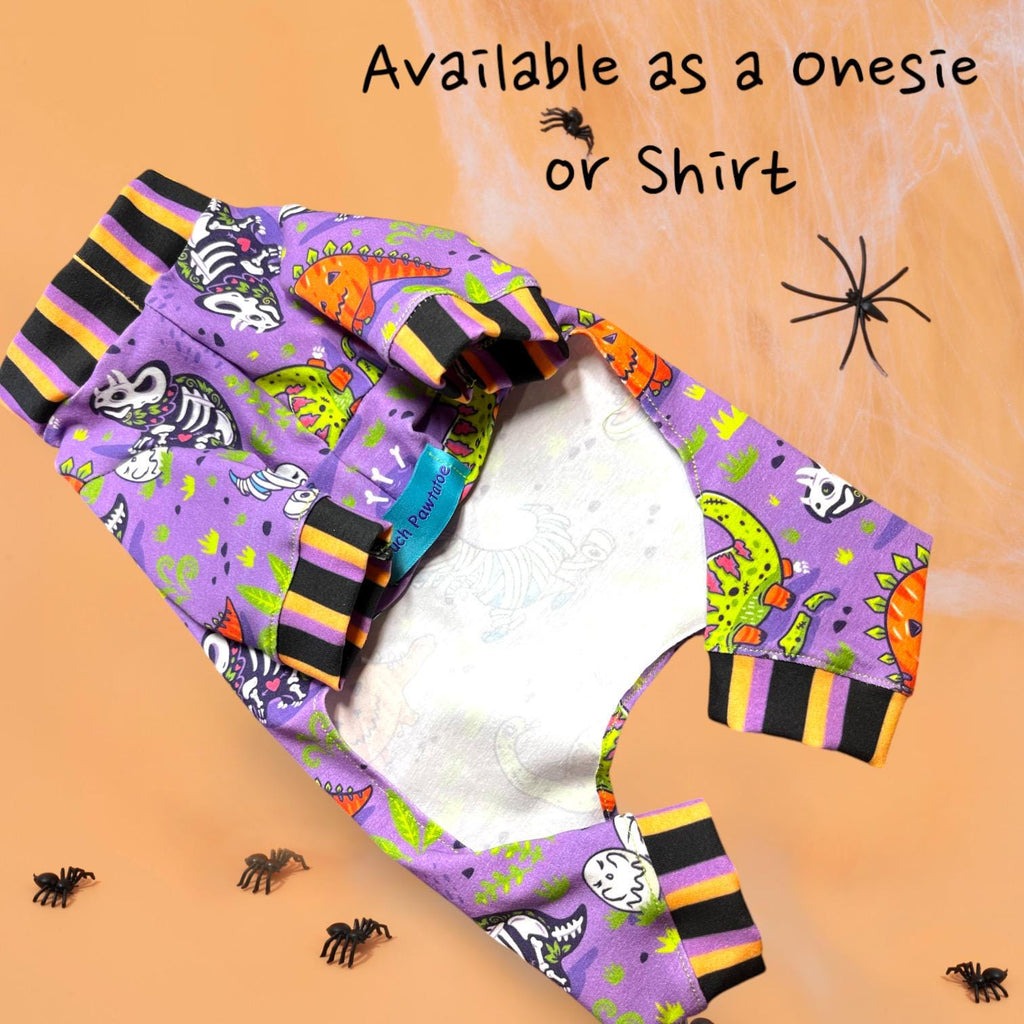 TRICK OR TREATASAURUS Onesie For Small Pets, Handmade - Available as a Shirt or Jammies