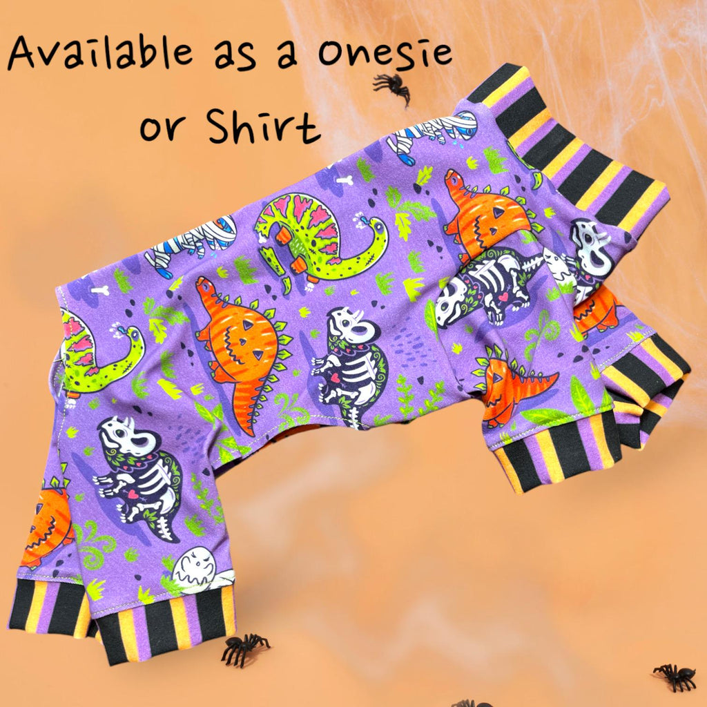 TRICK OR TREATASAURUS Onesie For Small Pets, Handmade - Available as a Shirt or Jammies